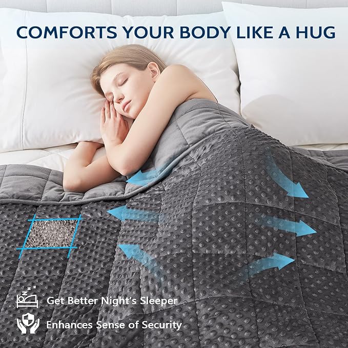 L'AGRATY Weighted Blanket for Adult - 48"x72" 20lbs Minky Dots Heavy Blanket with Glass Beads: Soft Breathable for All-Season Summer Fall Winter Thick Comfort for Sleeping