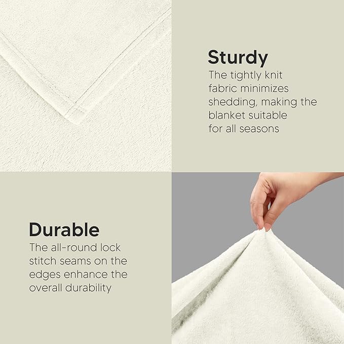 Utopia Bedding Fleece Blanket Full Size Ivory 300GSM Luxury Fuzzy Soft Anti-Static Microfiber Bed Blanket (90x84 Inch)
