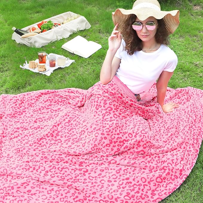 ZHIKU Pink Blanket for Women - Cheetah Print Blanket Pink Gifts for Women Mother Girls Soft Warm Leopard Print Throw Blanket for Birthday Gifts 40"x50"