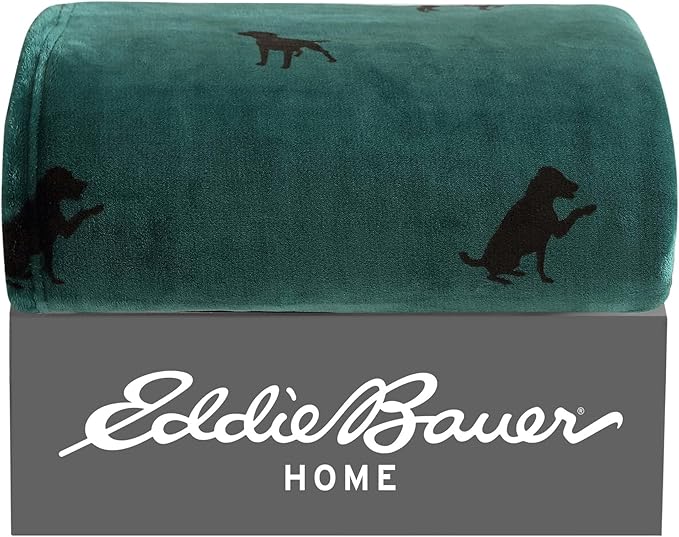 Eddie Bauer - Blanket, Super Soft Reversible Sherpa & Brushed Fleece Bedding, Throw Blankets for Couch, Ideal for Lounging (Buddy The Dog Green)
