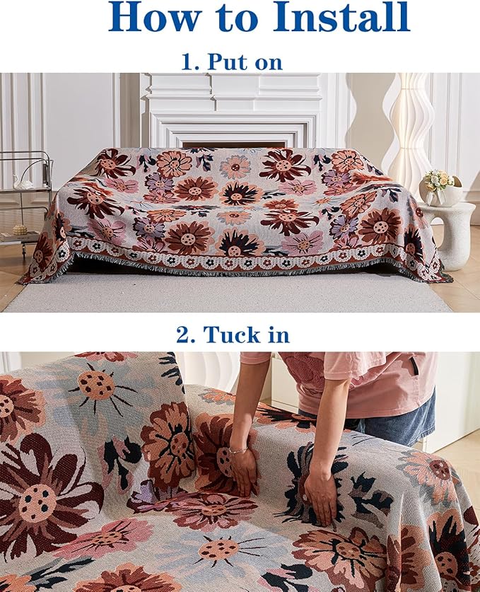 AIVIA Couch Cover Sheet Blanket, Oversized Covers for 3 Cushion Sofa, Extra Large RV Furniture Decoration Throws Recliner Slipcovers, L-Shape U-Shaped Sectional Protector for Cats Dogs Washable