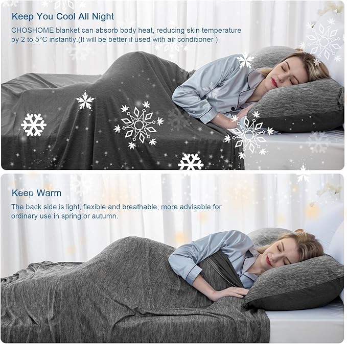 CHOSHOME Cooling Blanket for Hot Sleepers Lightweight Summer Cold Thin Blankets for Sleeping, Hot Flashes Night Sweats, Soft Blanket for Bed,Throw Size, Black