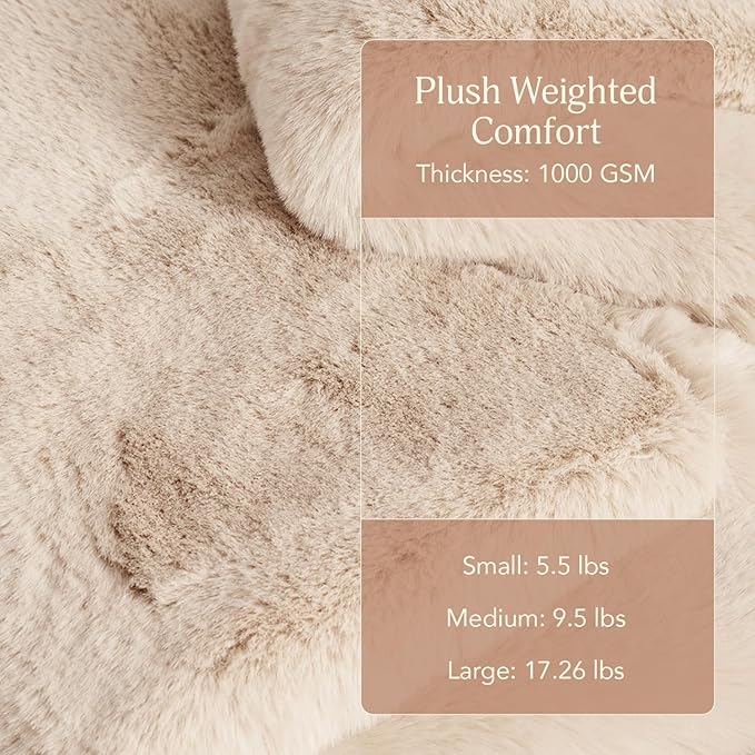 UnHide Marshmallow - Faux Fur Blanket - Heavy Weight, Extra Soft Blanket - Made from Recycled Materials - Machine Washable - Small (50" x 60") - Beige Bear