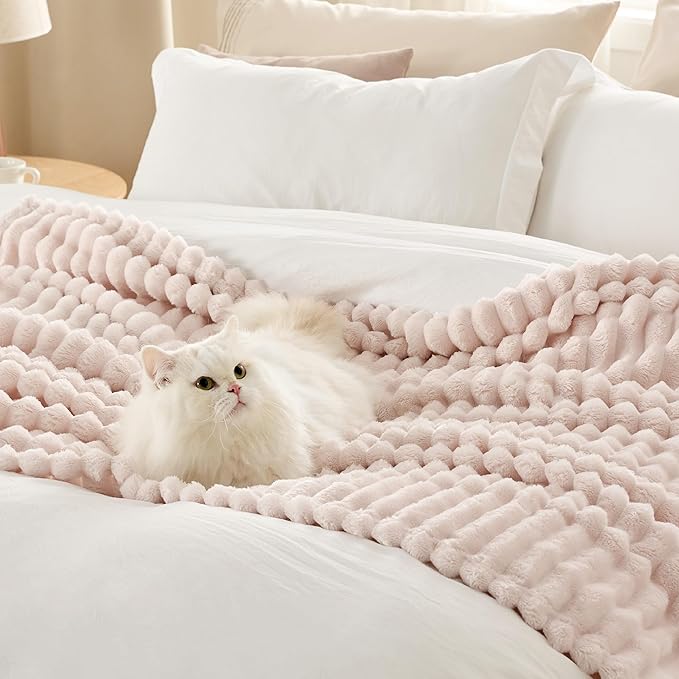 Bedsure California King Size Blanket for Bed - GentleSoft Cozy Soft Blankets for Women, Cute Large Throws for Girls, Crystal Pink, 102x96 Inches