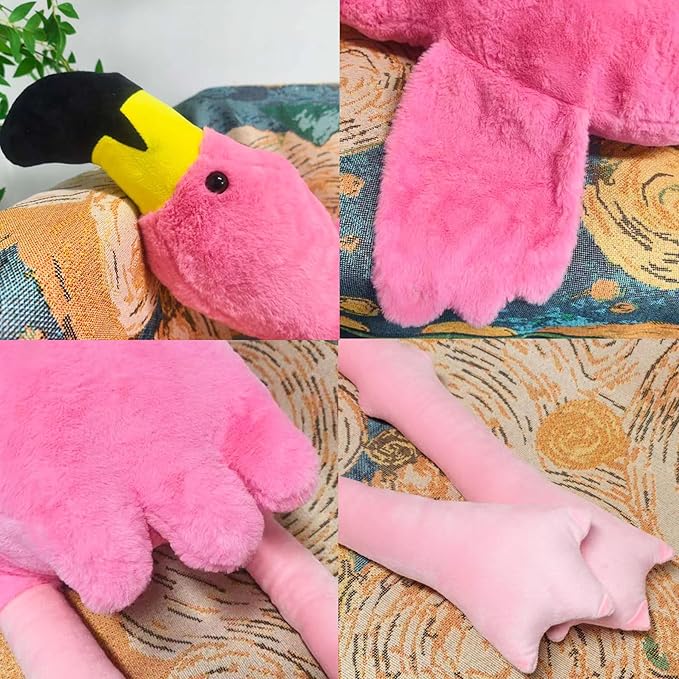 Giant Flamingo Stuffed Animal 70.87in Large Flamingo Plush Pillow Cute Soft Big Long Cuddly Plushie for Kids Adults Birthday Festival Gift Bed Home Decor Cushion Pink