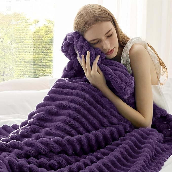 Bedsure Purple Fleece Blanket for Couch - GentleSoft Cozy Soft Blankets for Women, Cute Small Throws for Girls, 50x60 Inches