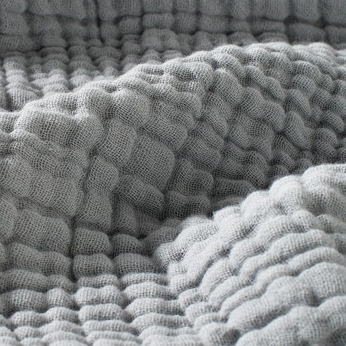 Carriediosa 100% Cotton Muslin Throw Blanket 108" X 90" King Size,4-Layers Summer Gauze Throws for Bed Couch,Soft Lightweight Breathable Linen Blankets Bedspread for Adults All Season,Grey