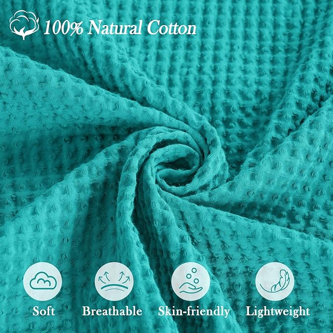 PHF Pre-Washed Cotton Waffle Weave Blanket Baby Size,Snag Proof Throw for Spring Summer,Lightweight Breathable 30x40,Oeko-TEX Certified for Bed,Machine Washable, Home Decor Gift,Teal