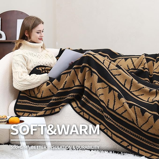 ACUSHLA Merino Wool Camp Blanket - Soft Warm Thick Washable Large Outdoor Camping Travel Throw Blanket All Weather, Sierra Khaki 79" x63"