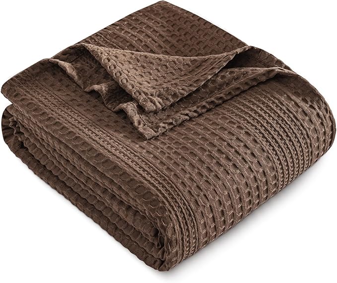 PHF Lightweight Waffle Weave Blanket King Size, Breathable & Ultra Soft, 104"x 90" Soft & Cozy Thin Blanket, Perfect for Summer & Hot Sleepers, Bed, Home Decor - Cocoa Brown