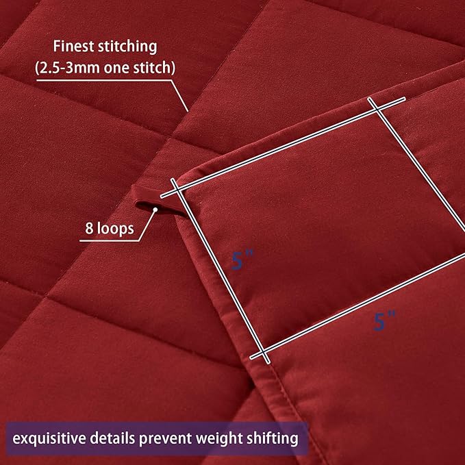 yescool Weighted Blanket for Adults (12 lbs, 60" x 80", Red) Cooling Heavy Blanket for Sleeping Perfect for 110-130 lbs, Queen Size Breathable Blanket with Premium Glass Bead, Machine Washable
