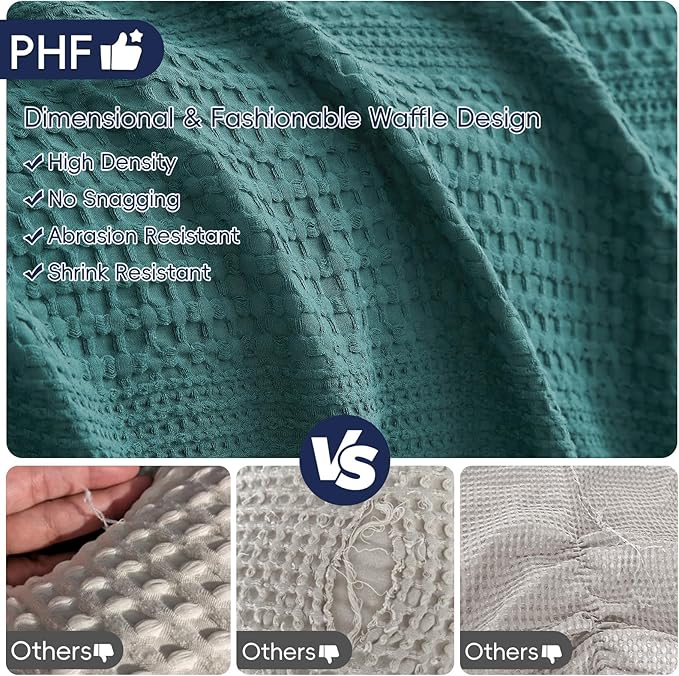 PHF Lightweight Waffle Weave Blanket Queen Size, Breathable & Ultra Soft, 90"x 90" Soft & Cozy Thin Blanket, Perfect for Summer & Hot Sleepers, Bed, Home Decor - Mediterranea