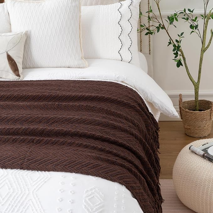 BATTILO HOME Dark Brown Throw Blanket for Couch, Super Soft Cozy Warm Chocolate Throw for Twin Bed, Living Room Chair Bed Sofa Home Decor, 60" x 80"