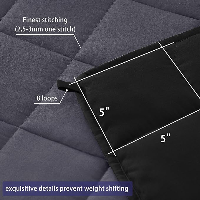 King Size Weighted Blanket for Adults (25 lbs, 80” x 87”, Grey& Black) Cooling Heavy Blanket for Sleeping Perfect for 190-210 lbs, Breathable Blanket for Adults & Couple All Season, Machine Washable