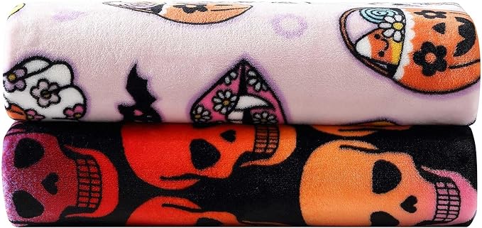 Betsey Johnson - Throw, Ultra-Soft Plush Blanket, Ideal for Couch, Bed, or Lounges (Skull Ombre Black, 50" x 70")