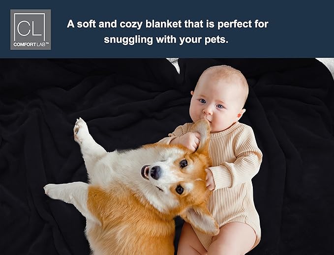 Comfort Lab Reversible Flannel Sherpa Blanket - Elegant Fluffy Bed Blankets for Bedroom and Home Decor - Anti Pilling Non Shedding Cozy & Warm Fleece Cover - King/California King (108" x 90") - Navy