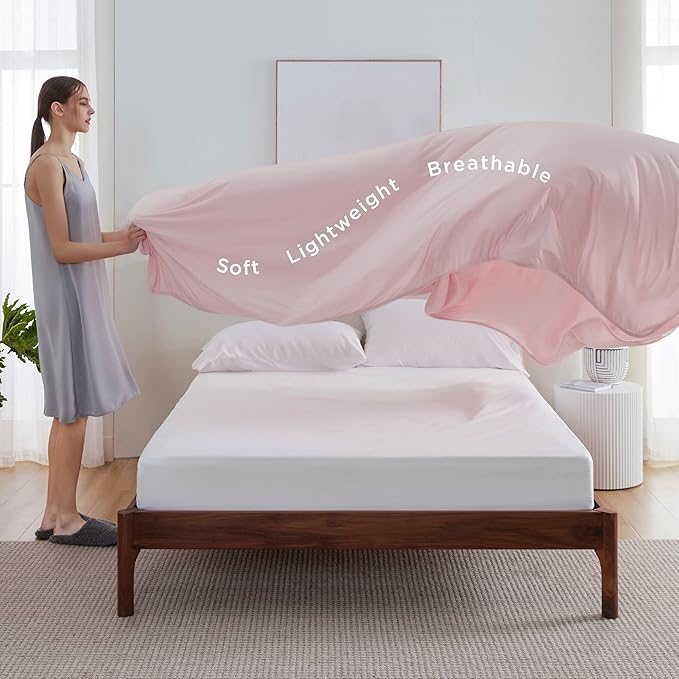 Bedsure Pink Cooling Blanket Queen Size for Hot Sleepers - Summer Cold Blanket for Queen Size Bed with Rayon Derived from Bamboo, Ice Cool Cold Arc-Chill Thin Summer Bedding Essentials, 90x90