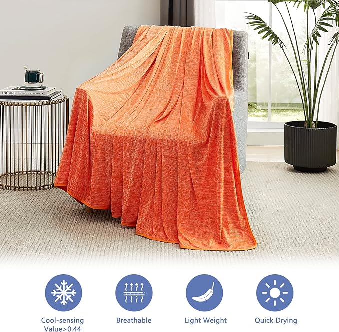 Topcee Cooling Blanket (90"x90"Queen Size) for Night Sweats Absorbs Heat to Keep Adults Cool on Warm Nights, Q-Max 0.5 Cooling Blankets for Hot Sleepers, Ultra-Cool Lightweight Blanket for Bed