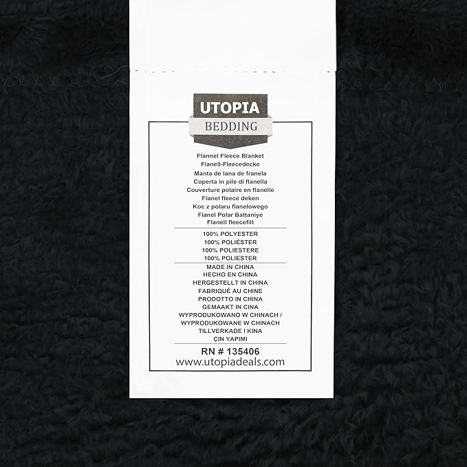 Utopia Bedding Fleece Blanket Queen Size Black 300GSM Luxury Anti-Static Fuzzy Soft Microfiber Bed Blanket (90x90 Inch)