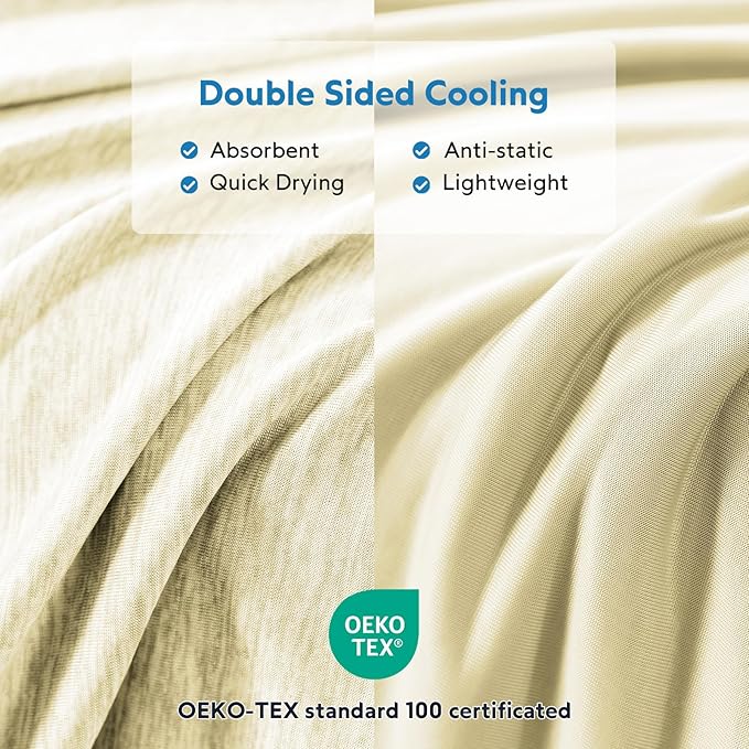 HOMFINE Cooling Blankets for Hot Sleepers - Summer Blanket Thin Lightweight Breathable Soft Double Side Enhanced Cooling for Bed Couch Sofa, Keep Cool for Night Sweats (Beige, 108 x 90 inches)