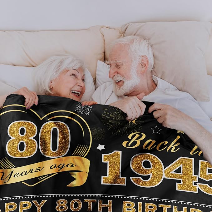 80th Birthday Gifts for Women or Men - Best Gifts for 80 Year Old Woman - 80 Year Old Birthday Gifts for Men - 80th Birthday Gifts Throw Blanket 60 x 50 Inch - 1942 Birthday Gifts for Women