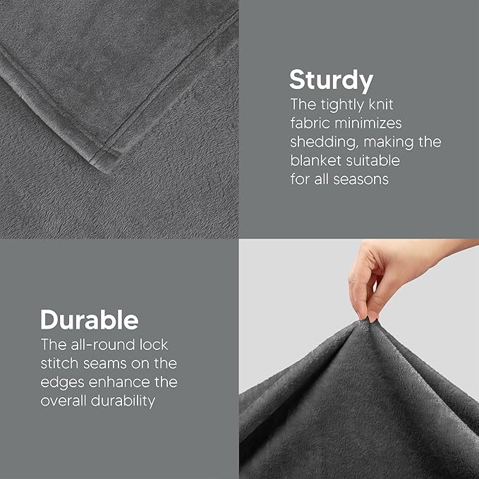 Utopia Bedding Fleece Blanket Full Size Grey 300GSM Luxury Fuzzy Soft Anti-Static Microfiber Bed Blanket (90x84 Inch)