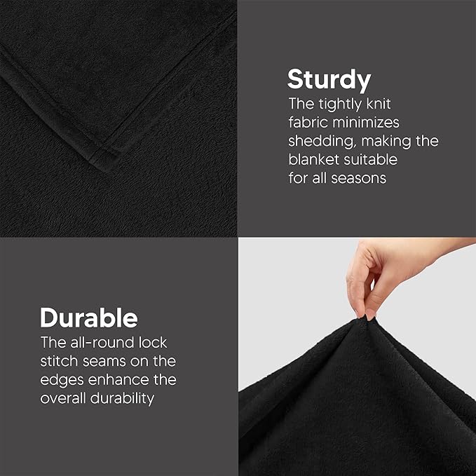 Utopia Bedding Fleece Blanket Full Size Black 300GSM Luxury Fuzzy Soft Anti-Static Microfiber Bed Blanket (90x84 Inch)