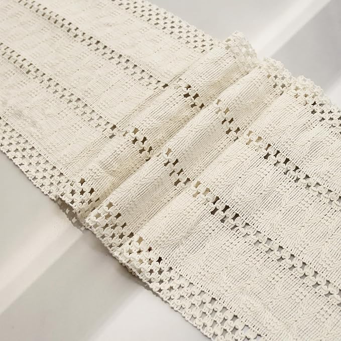 Fancy Homi Cream Table Runner 60 Inches Long Boho Macrame Ivory Table Runner for Home Decor, Farmhouse Table Runners with Tassels for Party Bohemian Rustic Bridal Shower Dining Decor 12x60 Inches