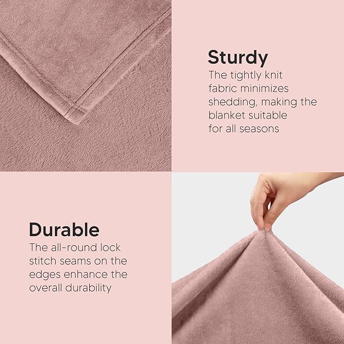 Utopia Bedding Fleece Blanket King Size Rose Pink 300GSM Luxury Anti-Static Fuzzy Soft Microfiber Bed Blanket (90x102 Inch)