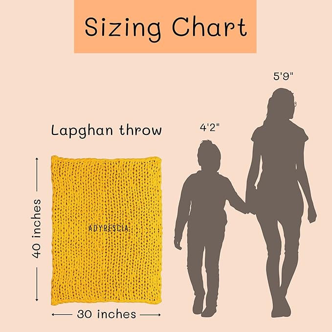 Adyrescia Chunky Knit Blanket Throw | 100% Hand Knit with Jumbo Chenille Yarn (30"x40", Harvest Yellow)