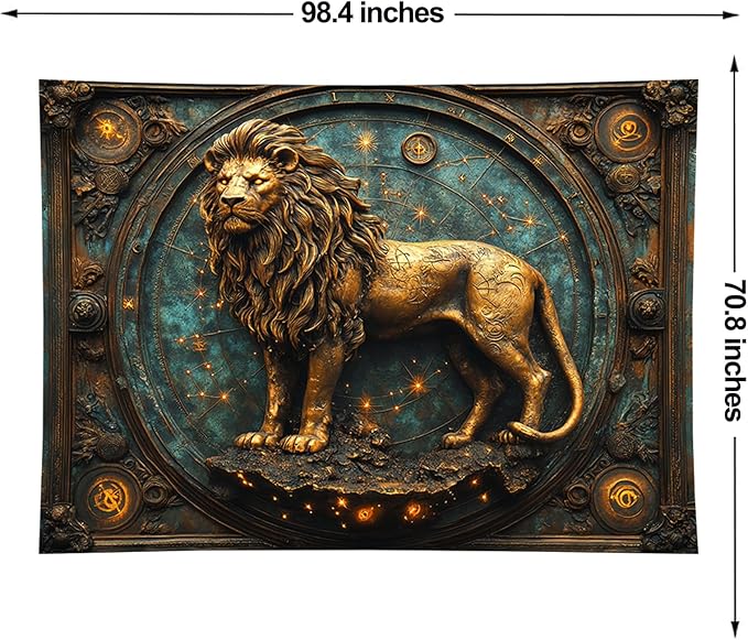 Liuzhouzai Vintage Zodiac Leo Tapestry Wall Hanging Astrology Home Decoration Aesthetics Suitable for Bedroom Living Room Dormitory Office Wall Decor 100x70 Inches
