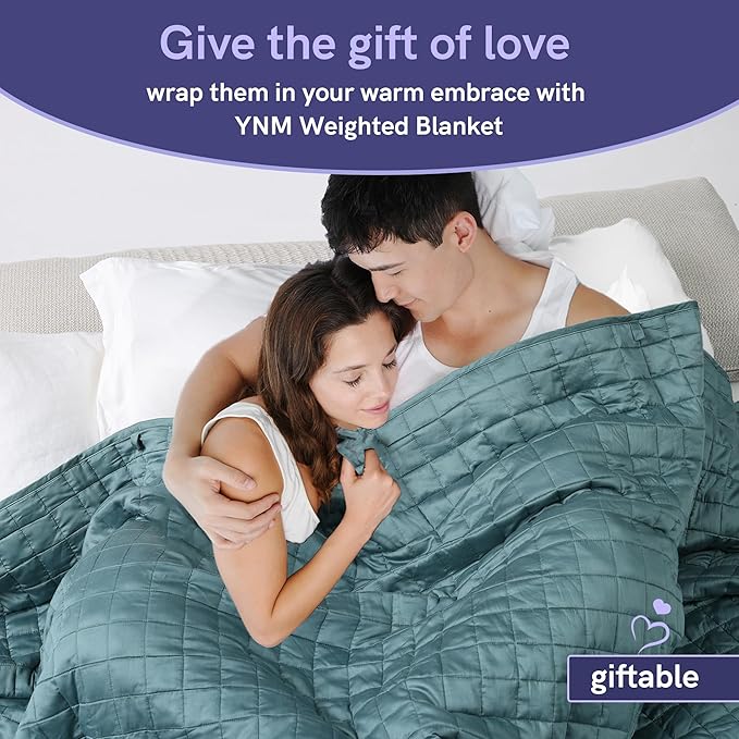YnM Weighted Blanket,Heavy 100 Percent Oeko-Tex Certified Cotton Material, Bed Blanket for One Person of 190lbs, Ideal for Queen/King Bed (60x80 Inches, 20 Pounds, Sprout Green)