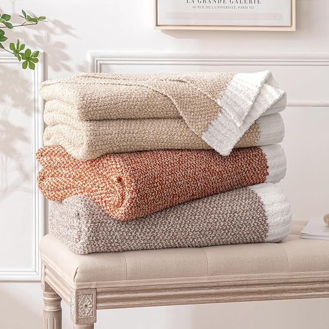 MIULEE Beige Super Soft Throw Blanket for Bed, Twin Size Cozy Fluffy Warm Blankets Knit Blankets for Couch, Sofa, Chair, Living Room, Camping, Picnic, 60 x 80 inch