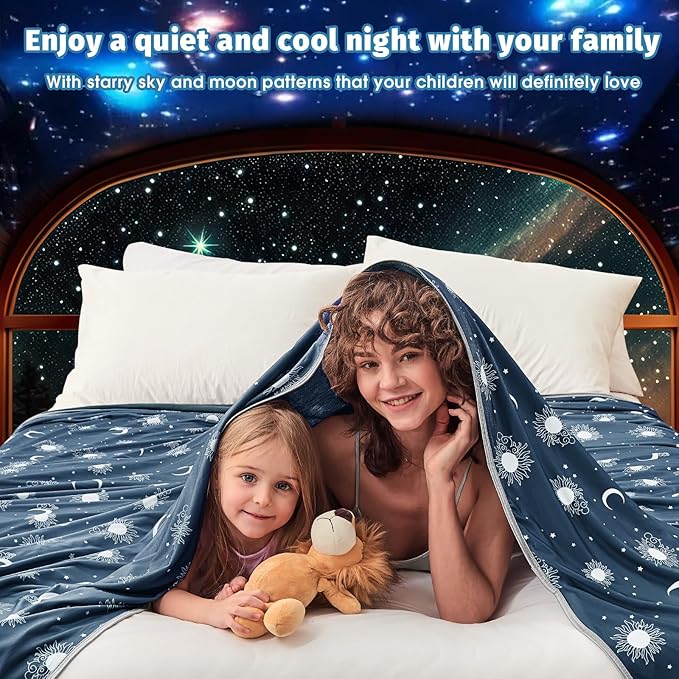 inhand Cooling Blanket Twin Size (60"x80") - Cooled Blankets for Hot Sleepers Lightweight Breathable Summer Blanket for Sleeping Night Sweats to Keep Cool in The Heat -Navy