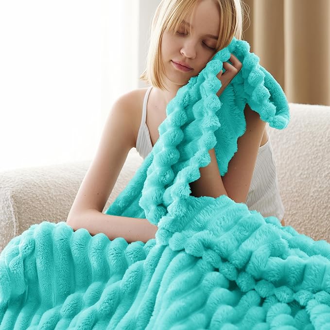 Bedsure Blue Twin XL Blanket for Bed - GentleSoft Cozy Soft Blankets for Women, Cute Small Fleece Throws for Girls, Birthday Gifts for Women, Mothers Day Decor Gifts for Mom, Blue Fog, 66x90 Inches