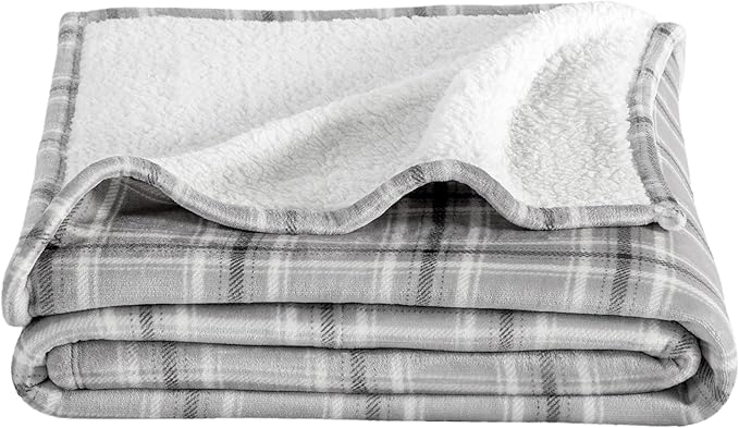 Bare Home Sherpa Fleece Blanket - Twin/Twin Extra Long - Blanket for Bed, Sofa, and Couch - Warm & Lightweight - Fluffy & Soft - Reversible (Twin/Twin XL, Tartan Plaid)