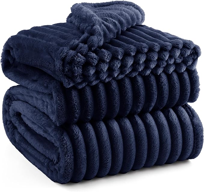 Bedsure GentleSoft Blue Fleece Blanket for Couch - Cozy Soft Blankets for Women, Cute Small Throws for Girls, 90x90 Inches