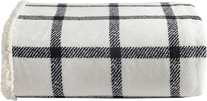 Eddie Bauer - Blanket, Super Soft Reversible Sherpa & Brushed Fleece Bedding, Throw Blankets for Couch, Ideal for Lounging (Bunkhouse Beige/Charcoal)