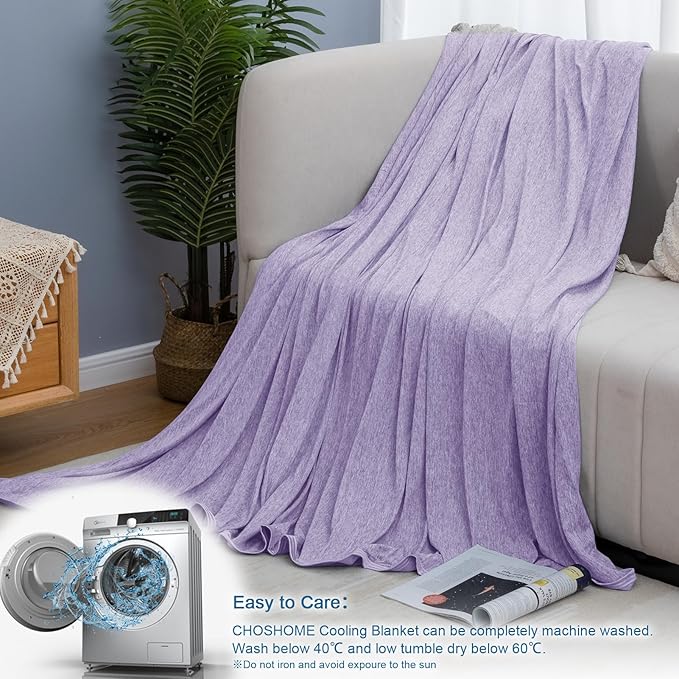 CHOSHOME Cooling Blanket for Hot Sleepers Lightweight Summer Cold Thin Blankets for Sleeping, Hot Flashes Night Sweats, Soft Blanket for Bed, California King 96" x 102", Purple