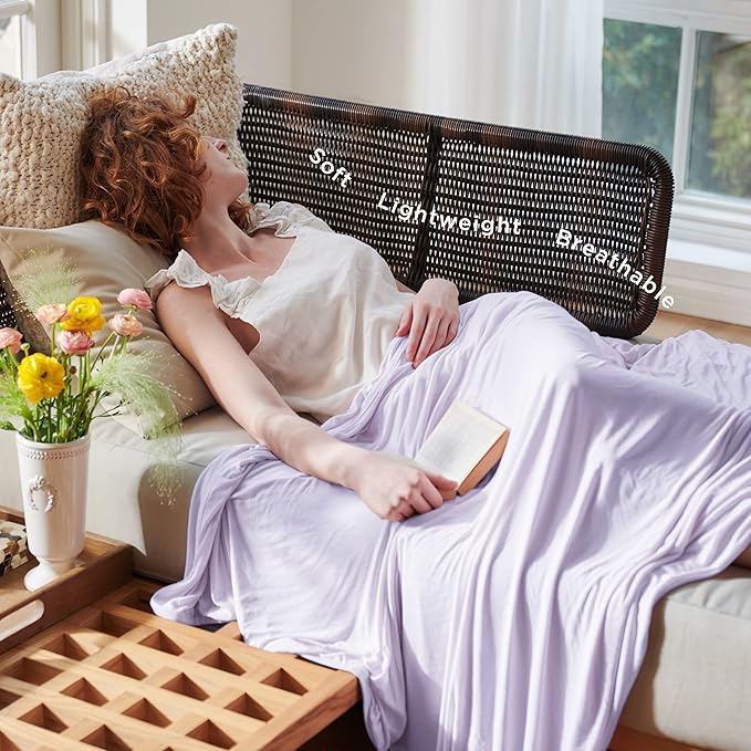 Bedsure Purple Cooling Blanket for Hot Sleepers - Summer Cold Throw Blanket for Bed, Arc-Chill Lightweight Summer Bedding, Cool Thin Ice Cold Cooled Throws with Rayon Derived from Bamboo, 50x70