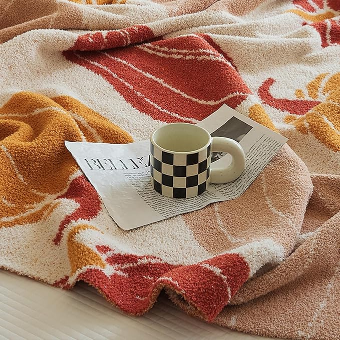 Pumpkin Throw Blanket for Couch 50x70 Fall Halloween Blankets, Soft Cozy Reversible Textured Fleece Fluffy Blanket for Bed Sofa Autumn Home Decor