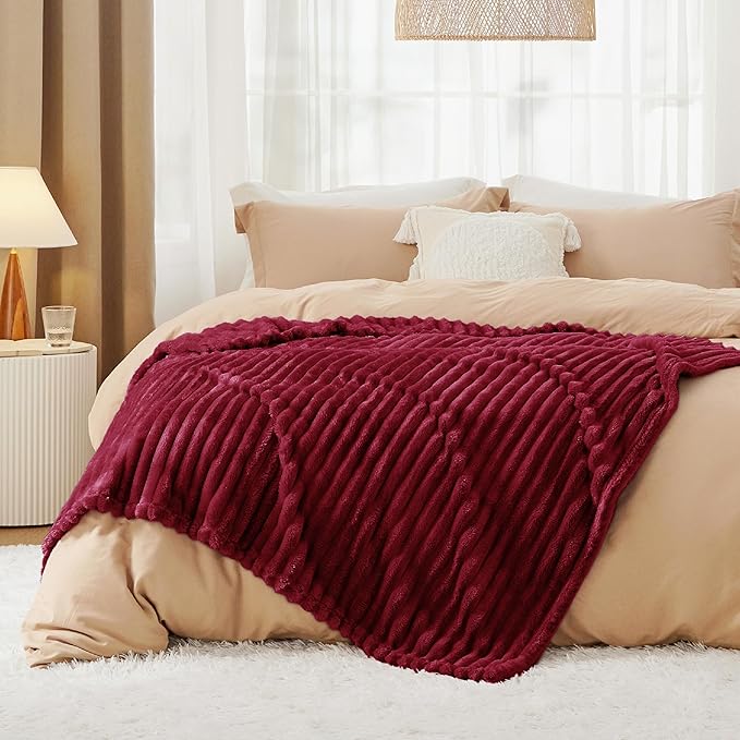 Bedsure Deep Red Fleece Blanket for Couch - GentleSoft Cozy Soft Blankets for Women, Cute Small Throws for Girls, 50x70 Inches