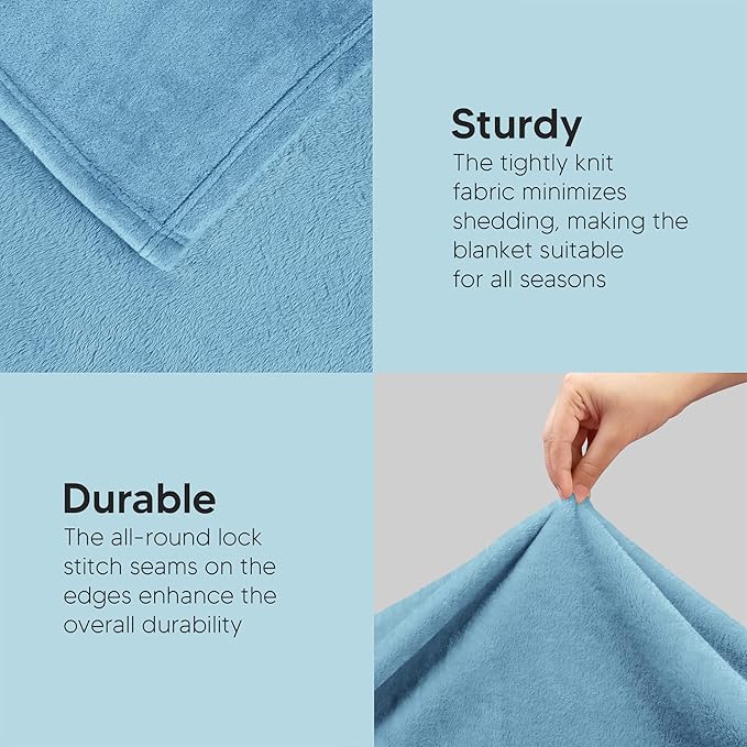 Utopia Bedding Fleece Blanket King Size Washed Blue 300GSM Luxury Fuzzy Soft Anti-Static Microfiber Bed Blanket (90x102 Inch)