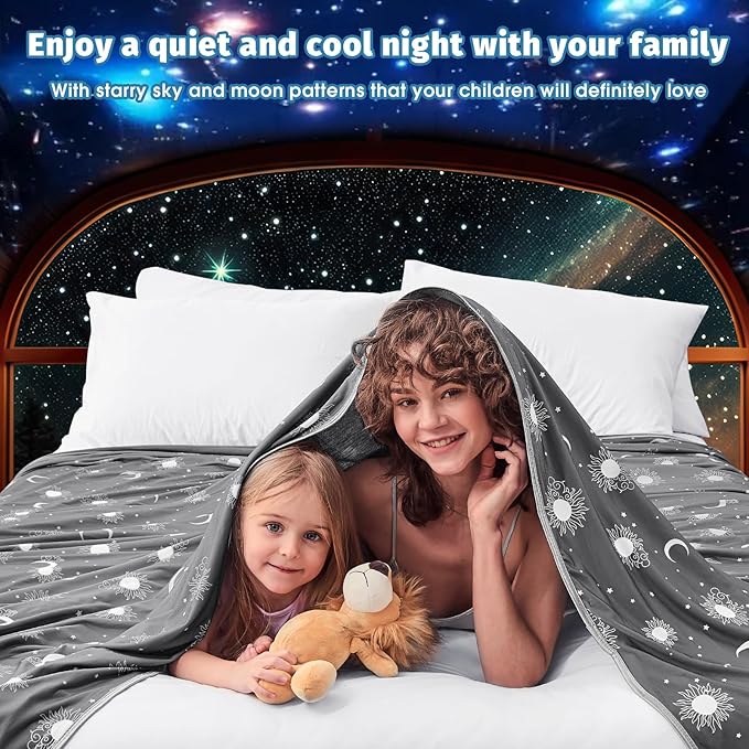 inhand Cooling Blanket King Size (90"x108") - Cooled Blankets for Hot Sleepers Lightweight Breathable Summer Blanket for Sleeping Night Sweats to Keep Cool in The Heat -Dark Grey-Sky