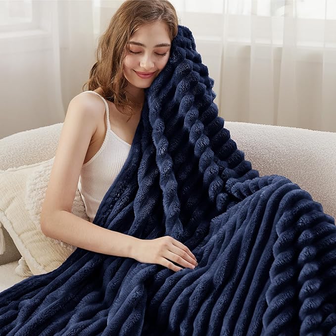 Bedsure Blue Fleece Blanket for Couch - GentleSoft Cozy Soft Blankets for Women, Cute Small Throws for Girls, 50x70 Inches