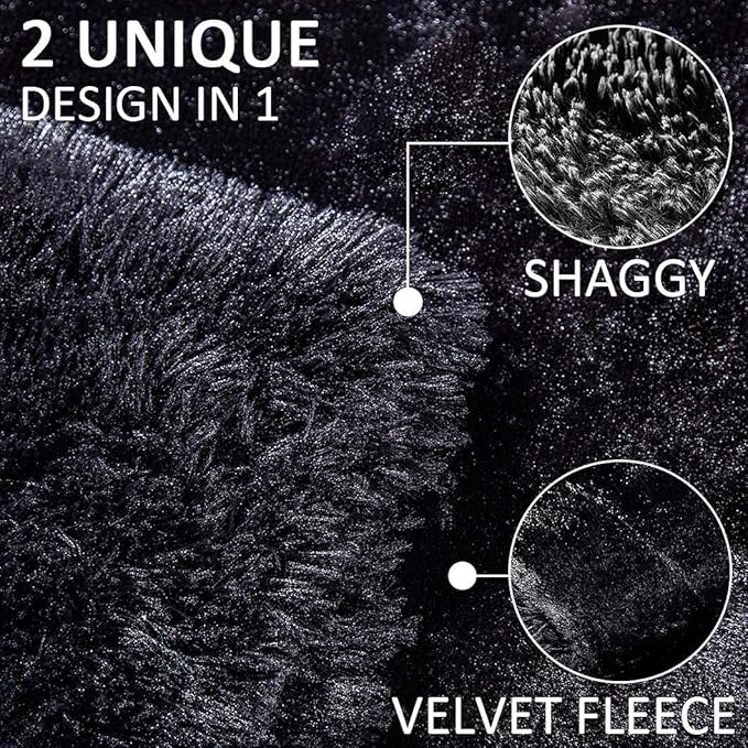 YUSOKI Twin Size Faux Fur Throw Blanket(Black,60" x 80"),Whithout Pillows,Winter Lightweight Plush Fuzzy Soft Cozy Microfiber Comfy Bed Blanket for Women Kids Girls Couch Sofa Washable