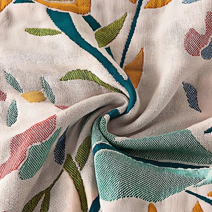 Fall Boho Throw Blanket for Couch, 100% Cotton Reversible Throw Blankets, Lightweight King Size Fall Quilts, Rustic Cotton Blankets for Couch, Sofa, King Size,90"x98"