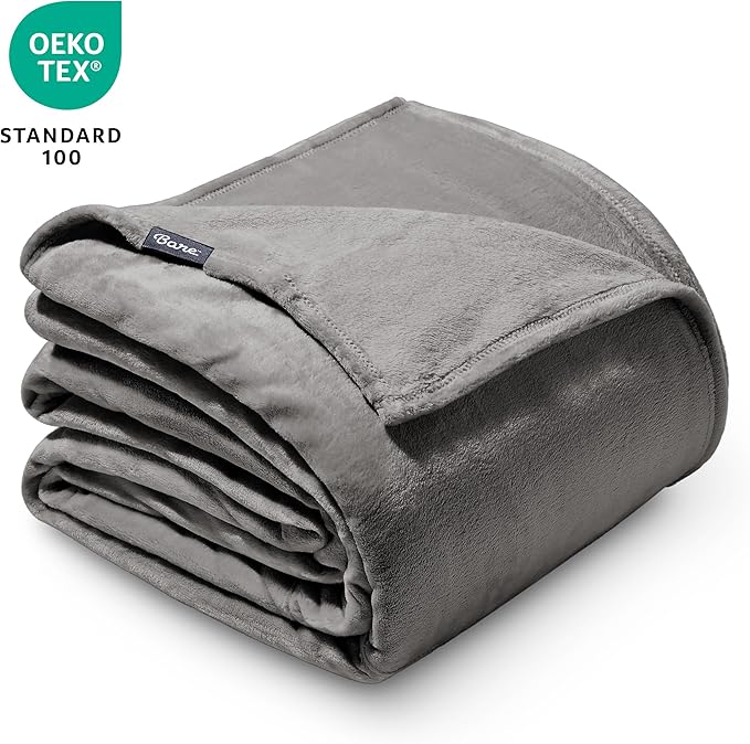 Bare Home Giant Fleece Blanket - Grey - Lightweight, Ultra Soft Warm Throw for Bed, Sofa, Couch, Movie Night, Camping, Travel - Microplush