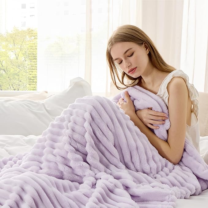 Bedsure Lavender Fog Fleece Blanket for Couch - GentleSoft Cozy Soft Blankets for Women, Cute Small Throws for Girls, 50x60 Inches