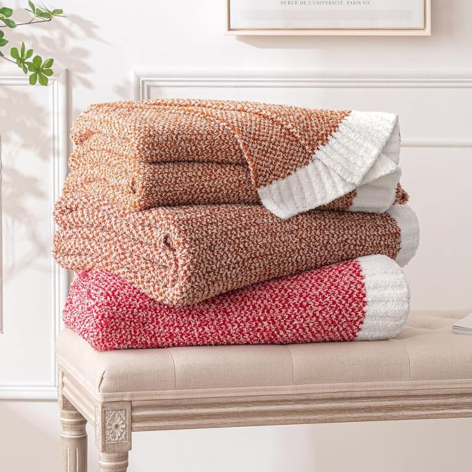 MIULEE Red Super Soft Throw Blanket for Couch, Cozy Fluffy Warm Blankets Lightweight Knit Throw Blankets for Sofa, Bed, Chair, Living Room, Camping, Picnic, 50 x 70 inch